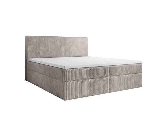 Luxusbetten24 Boxspringbett Soft in Cord, mit Stauraum, beige, mit Topper, Beige von Luxusbetten24