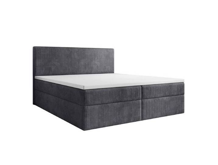 Luxusbetten24 Boxspringbett Soft in Cord, mit Stauraum, grau, ohne Topper, Grau von Luxusbetten24