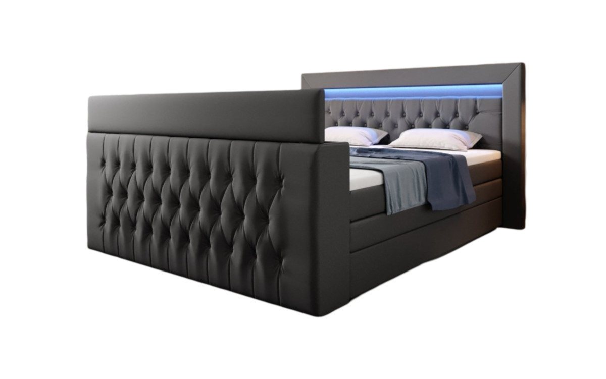 Luxusbetten24 Boxspringbett Sonino, mit TV Lift, RGB-Beleuchtung und Stauraum von Luxusbetten24