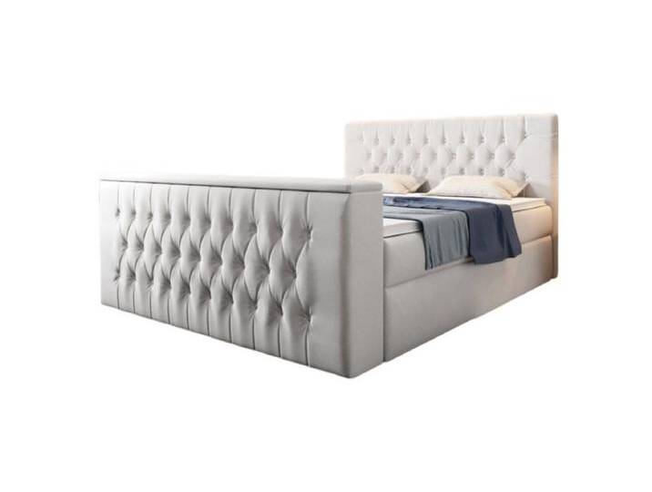 Luxusbetten24 Boxspringbett Velano, mit TV Lift und Stauraum, weiß, H3 (70-100kg), Weiß von Luxusbetten24