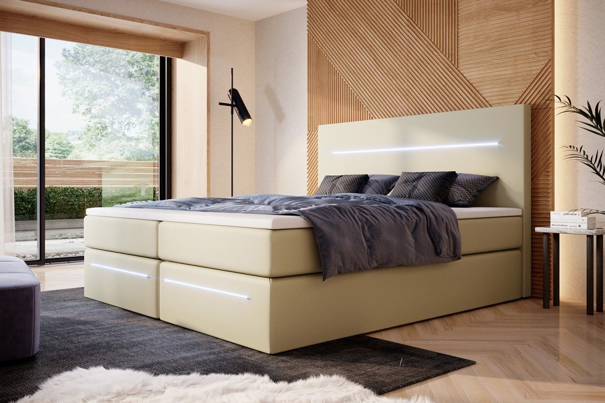 Luxusbetten24 Boxspringbett Sejour, mit LED-Beleuchtung und Stauraum von Luxusbetten24