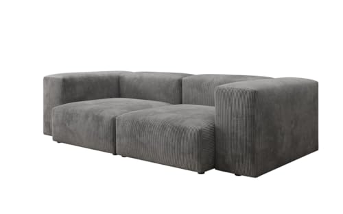 Luxusbetten24 Designer 2 Sitzer Sofa Snug in Cord Grau von Luxusbetten24