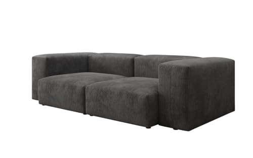Luxusbetten24 Designer 2 Sitzer Sofa Snug in Cord Schwarz von Luxusbetten24