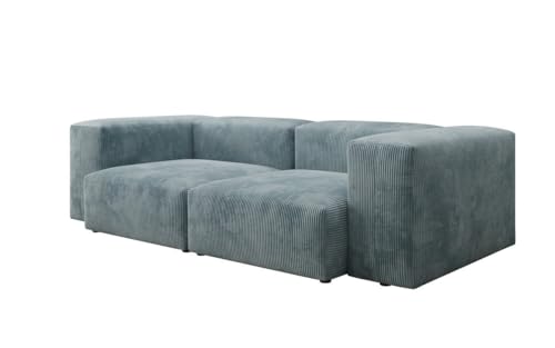 Luxusbetten24 Designer 2 Sitzer Sofa Snug in Cord Vintage Blau von Luxusbetten24