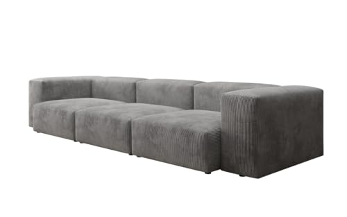 Luxusbetten24 Designer 3 Sitzer Sofa Snug in Cord Hellgrau von Luxusbetten24