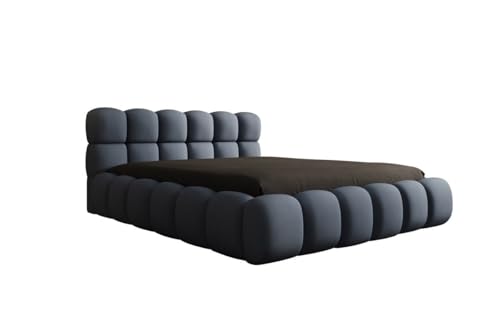 Luxusbetten24 Designer Polsterbett Boston Stoff 200x200 mit Stauraum, inklusive Aufbau | Bezug: Stoff | Farbe: Blau von Luxusbetten24