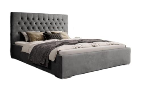 Luxusbetten24 Designer Polsterbett Chester 180x200 mit Stauraum | Bezug: Samt | Farbe: Grau von Luxusbetten24
