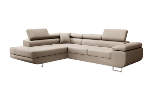 Luxusbetten24 Designer Sofa Aston mit Stauraum und Schlaffunktion | Bezug: Kunstleder | Farbe: Beige | Stellvariante: Links Luxusbetten24 Designer Sofa Aston mit Stauraum und Schlaffunktion | Bezug: Kunstleder | Farbe: Beige | Stellvariante: Links von Luxusbetten24