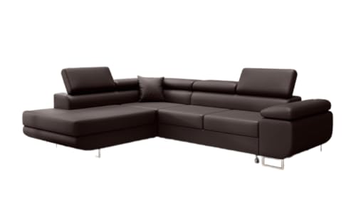 Luxusbetten24 Designer Sofa Aston mit Stauraum und Schlaffunktion | Bezug: Kunstleder | Farbe: Braun | Stellvariante: Links Luxusbetten24 Designer Sofa Aston mit Stauraum und Schlaffunktion | Bezug: Kunstleder | Farbe: Braun | Stellvariante: Links von Luxusbetten24