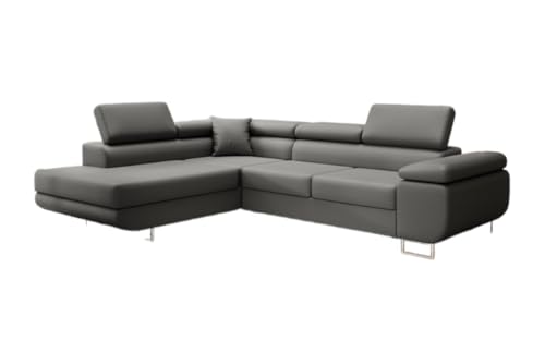 Luxusbetten24 Designer Sofa Aston mit Stauraum und Schlaffunktion | Bezug: Kunstleder | Farbe: Grau | Stellvariante: Links Luxusbetten24 Designer Sofa Aston mit Stauraum und Schlaffunktion | Bezug: Kunstleder | Farbe: Grau | Stellvariante: Links von Luxusbetten24