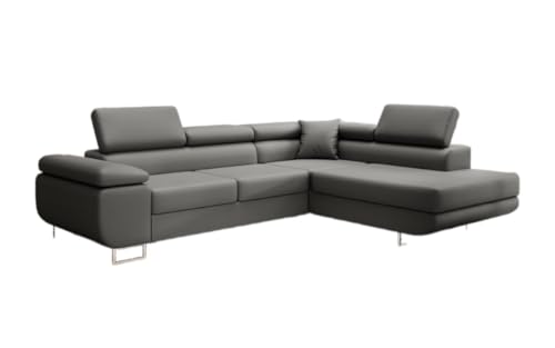 Luxusbetten24 Designer Sofa Aston mit Stauraum und Schlaffunktion | Bezug: Kunstleder | Farbe: Grau | Stellvariante: Rechts Luxusbetten24 Designer Sofa Aston mit Stauraum und Schlaffunktion | Bezug: Kunstleder | Farbe: Grau | Stellvariante: Rechts von Luxusbetten24