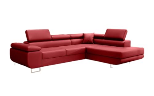 Luxusbetten24 Designer Sofa Aston mit Stauraum und Schlaffunktion | Bezug: Kunstleder | Farbe: Rot | Stellvariante: Rechts Luxusbetten24 Designer Sofa Aston mit Stauraum und Schlaffunktion | Bezug: Kunstleder | Farbe: Rot | Stellvariante: Rechts von Luxusbetten24