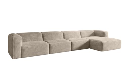 Luxusbetten24 Designer Sofa Comfy L Maxi in Cord Beige Rechts von Luxusbetten24