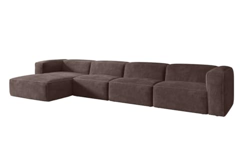 Luxusbetten24 Designer Sofa Comfy L Maxi in Cord Braun Links von Luxusbetten24