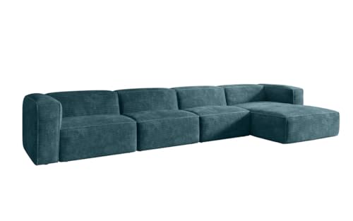 Luxusbetten24 Designer Sofa Comfy L Maxi in Cord Vintage Blau Rechts von Luxusbetten24