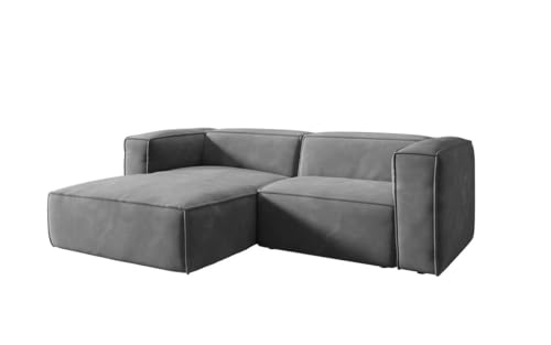 Luxusbetten24 Designer Sofa Comfy L Mini in Samt Hellgrau Links von Luxusbetten24