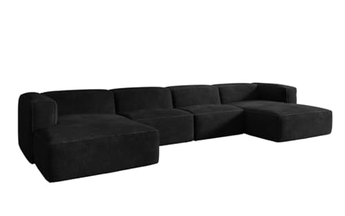 Luxusbetten24 Designer Sofa Comfy U in Cord Schwarz von Luxusbetten24