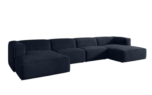Luxusbetten24 Designer Sofa Comfy U in Samt Blau von Luxusbetten24