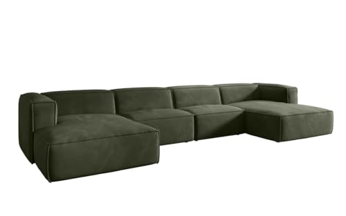 Luxusbetten24 Designer Sofa Comfy U in Samt Grün von Luxusbetten24