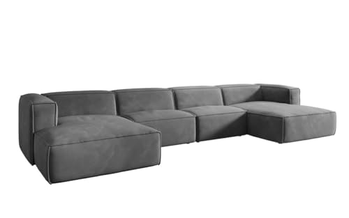 Luxusbetten24 Designer Sofa Comfy U in Samt Hellgrau von Luxusbetten24