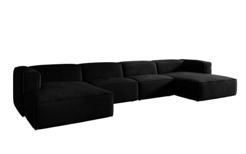Luxusbetten24 Designer Sofa Comfy U in Samt Schwarz von Luxusbetten24