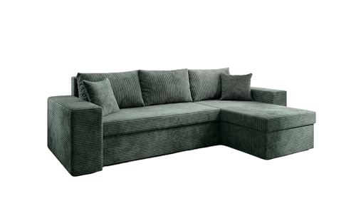 Luxusbetten24 Designer Sofa Denver mit Stauraum und Schlaffunktion | Bezug: Cord | Farbe: Grün | Stellvariante: Rechts Luxusbetten24 Designer Sofa Denver mit Stauraum und Schlaffunktion | Bezug: Cord | Farbe: Grün | Stellvariante: Rechts von Luxusbetten24