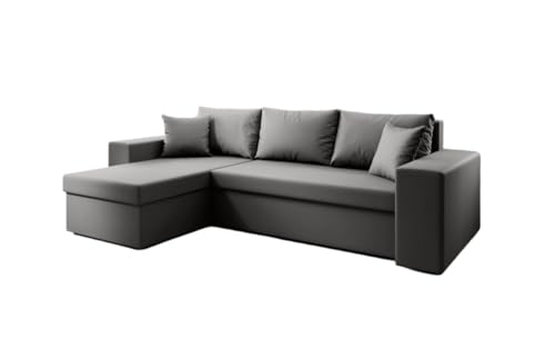 Luxusbetten24 Designer Sofa Denver mit Stauraum und Schlaffunktion | Bezug: Kunstleder | Farbe: Grau | Stellvariante: Links Luxusbetten24 Designer Sofa Denver mit Stauraum und Schlaffunktion | Bezug: Kunstleder | Farbe: Grau | Stellvariante: Links von Luxusbetten24