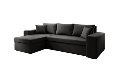 Luxusbetten24 Designer Sofa Denver mit Stauraum und Schlaffunktion | Bezug: Kunstleder | Farbe: Schwarz | Stellvariante: Links Luxusbetten24 Designer Sofa Denver mit Stauraum und Schlaffunktion | Bezug: Kunstleder | Farbe: Schwarz | Stellvariante: Links von Luxusbetten24