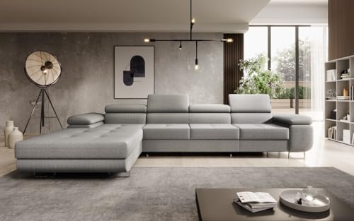 Luxusbetten24 Designer Sofa Designer Sofa Calvera Maxi in Bouclé mit Stauraum und Schlaffunktion | Bezug: Bouclé | Farbe: Hellgrau | Stellvariante: Links Luxusbetten24 Designer Sofa Designer Sofa Calvera Maxi in Bouclé mit Stauraum und Schlaffunktion | Bezug: Bouclé | Farbe: Hellgrau | Stellvariante: Links von Luxusbetten24