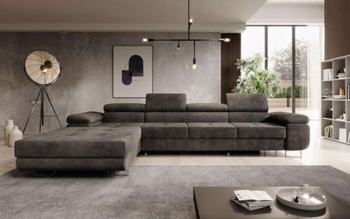 Luxusbetten24 Designer Sofa Designer Sofa Calvera Maxi in Cord mit Schlaf- und Klappfunktion | Bezug: Cord | Farbe: Grau | Stellvariante: Links Luxusbetten24 Designer Sofa Designer Sofa Calvera Maxi in Cord mit Schlaf- und Klappfunktion | Bezug: Cord | Farbe: Grau | Stellvariante: Links von Luxusbetten24