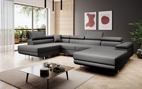 Luxusbetten24 Designer Sofa Designer Sofa Lago mit Stauraum und Schlaffunktion | Bezug: Kunstleder | Farbe: Grau | Stellvariante: Links Luxusbetten24 Designer Sofa Designer Sofa Lago mit Stauraum und Schlaffunktion | Bezug: Kunstleder | Farbe: Grau | Stellvariante: Links von Luxusbetten24