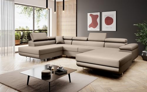 Luxusbetten24 Designer Sofa Designer Sofa Lago mit Stauraum und Schlaffunktion | Bezug: Kunstleder | Farbe: Sand | Stellvariante: Links Luxusbetten24 Designer Sofa Designer Sofa Lago mit Stauraum und Schlaffunktion | Bezug: Kunstleder | Farbe: Sand | Stellvariante: Links von Luxusbetten24