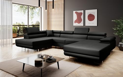 Luxusbetten24 Designer Sofa Designer Sofa Lago mit Stauraum und Schlaffunktion | Bezug: Kunstleder | Farbe: Schwarz | Stellvariante: Links Luxusbetten24 Designer Sofa Designer Sofa Lago mit Stauraum und Schlaffunktion | Bezug: Kunstleder | Farbe: Schwarz | Stellvariante: Links von Luxusbetten24
