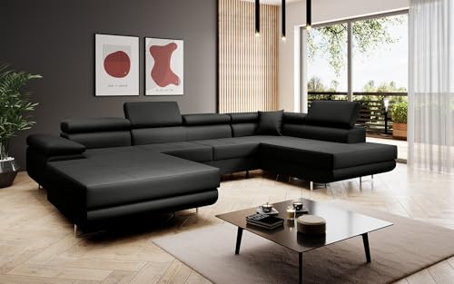 Luxusbetten24 Designer Sofa Designer Sofa Lago mit Stauraum und Schlaffunktion | Bezug: Kunstleder | Farbe: Schwarz | Stellvariante: Rechts Luxusbetten24 Designer Sofa Designer Sofa Lago mit Stauraum und Schlaffunktion | Bezug: Kunstleder | Farbe: Schwarz | Stellvariante: Rechts von Luxusbetten24
