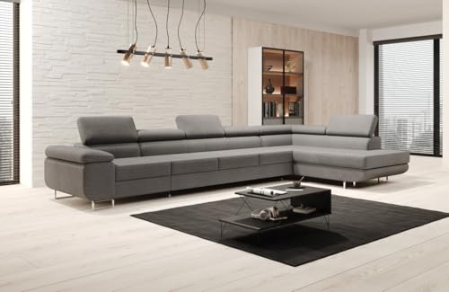 Luxusbetten24 Designer Sofa Designer Sofa Maxi in Bouclé mit Schlaffunktion und Stauraum | Bezug: Bouclé | Farbe: Grau | Stellvariante: Rechts Luxusbetten24 Designer Sofa Designer Sofa Maxi in Bouclé mit Schlaffunktion und Stauraum | Bezug: Bouclé | Farbe: Grau | Stellvariante: Rechts von Luxusbetten24