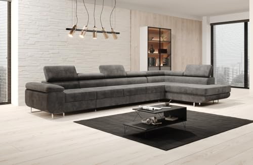 Luxusbetten24 Designer Sofa Designer Sofa Maxi in Cord mit Schlaffunktion und Stauraum | Bezug: Cord | Farbe: Grau | Stellvariante: Rechts Luxusbetten24 Designer Sofa Designer Sofa Maxi in Cord mit Schlaffunktion und Stauraum | Bezug: Cord | Farbe: Grau | Stellvariante: Rechts von Luxusbetten24