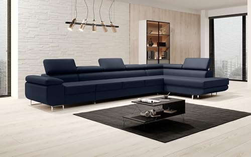 Luxusbetten24 Designer Sofa Designer Sofa Maxi in Kunstleder mit Schlaffunktion und Stauraum | Bezug: Kunstleder | Farbe: Blau | Stellvariante: Rechts Luxusbetten24 Designer Sofa Designer Sofa Maxi in Kunstleder mit Schlaffunktion und Stauraum | Bezug: Kunstleder | Farbe: Blau | Stellvariante: Rechts von Luxusbetten24