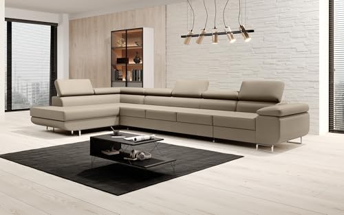 Luxusbetten24 Designer Sofa Designer Sofa Maxi in Kunstleder mit Schlaffunktion und Stauraum | Bezug: Kunstleder | Farbe: Sand | Stellvariante: Links Luxusbetten24 Designer Sofa Designer Sofa Maxi in Kunstleder mit Schlaffunktion und Stauraum | Bezug: Kunstleder | Farbe: Sand | Stellvariante: Links von Luxusbetten24