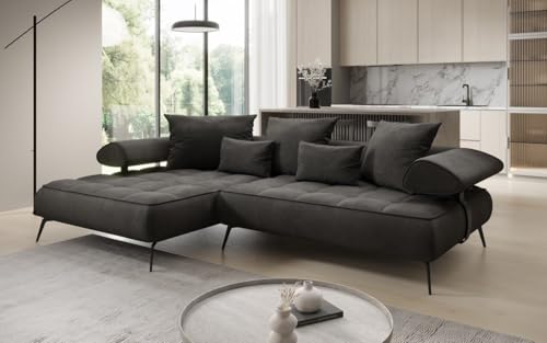 Luxusbetten24 Designer Sofa Designer Sofa Sydney L II in Samt mit elektrischer Schlaffunktion | Bezug: Samt | Farbe: Anthrazit | Stellvariante: Links von Luxusbetten24