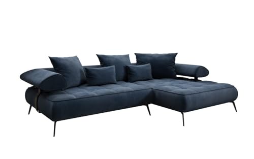 Luxusbetten24 Designer Sofa Designer Sofa Sydney L II in Samt mit elektrischer Schlaffunktion | Bezug: Samt | Farbe: Blau | Stellvariante: Rechts von Luxusbetten24