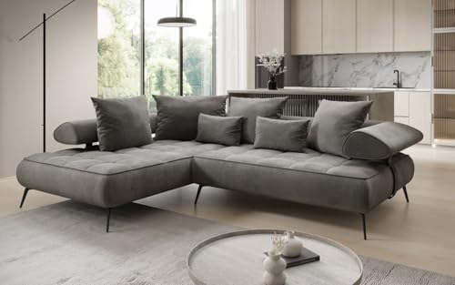 Luxusbetten24 Designer Sofa Designer Sofa Sydney L in Samt mit elektrischer Schlaffunktion | Bezug: Samt | Farbe: Grau | Stellvariante: Links Luxusbetten24 Designer Sofa Designer Sofa Sydney L in Samt mit elektrischer Schlaffunktion | Bezug: Samt | Farbe: Grau | Stellvariante: Links von Luxusbetten24