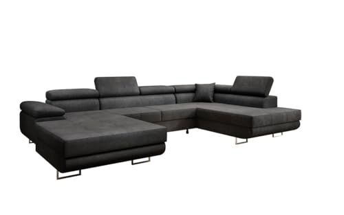 Luxusbetten24 Designer Sofa Lago mit Stauraum und Schlaffunktion | Bezug: Bouclé | Farbe: Grau | Stellvariante: Links Luxusbetten24 Designer Sofa Lago mit Stauraum und Schlaffunktion | Bezug: Bouclé | Farbe: Grau | Stellvariante: Links von Luxusbetten24