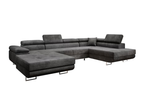 Luxusbetten24 Designer Sofa Lago mit Stauraum und Schlaffunktion | Bezug: Cord | Farbe: Grau | Stellvariante: Links Luxusbetten24 Designer Sofa Lago mit Stauraum und Schlaffunktion | Bezug: Cord | Farbe: Grau | Stellvariante: Links von Luxusbetten24