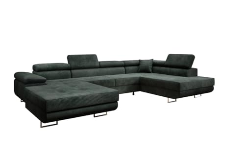 Luxusbetten24 Designer Sofa Lago mit Stauraum und Schlaffunktion | Bezug: Cord | Farbe: Grün | Stellvariante: Links Luxusbetten24 Designer Sofa Lago mit Stauraum und Schlaffunktion | Bezug: Cord | Farbe: Grün | Stellvariante: Links von Luxusbetten24