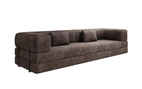 Luxusbetten24 Designer Sofa Lazy 3 Sitzer XXL in Cord Braun von Luxusbetten24