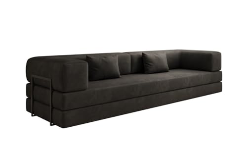 Luxusbetten24 Designer Sofa Lazy 3 Sitzer XXL in Samt Anthrazit von Luxusbetten24