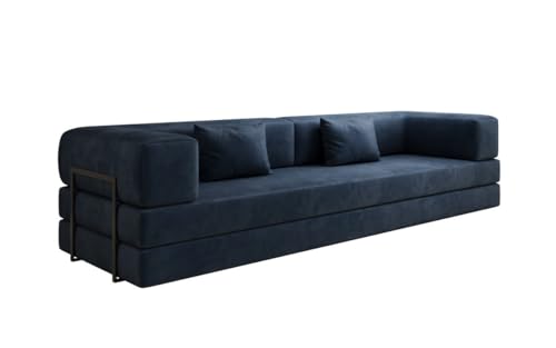 Luxusbetten24 Designer Sofa Lazy 3 Sitzer XXL in Samt Blau Luxusbetten24 Designer Sofa Lazy 3 Sitzer XXL in Samt Blau von Luxusbetten24