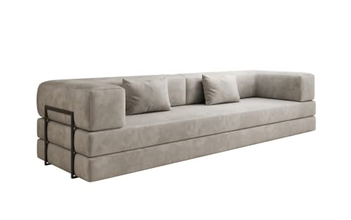 Luxusbetten24 Designer Sofa Lazy 3 Sitzer XXL in Samt Hellgrau Luxusbetten24 Designer Sofa Lazy 3 Sitzer XXL in Samt Hellgrau von Luxusbetten24