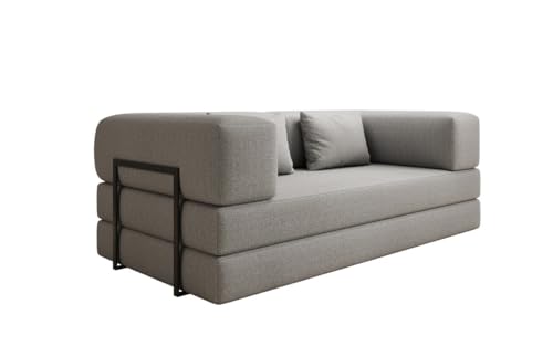 Luxusbetten24 Designer Sofa Lazy 3 Sitzer in Bouclé Hellgrau von Luxusbetten24