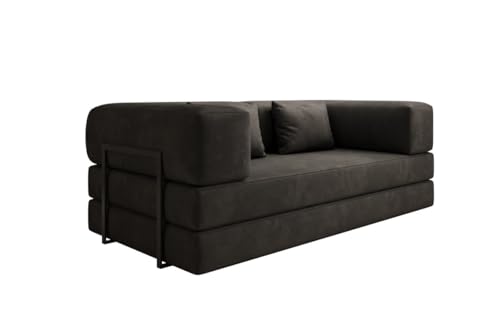 Luxusbetten24 Designer Sofa Lazy 3 Sitzer in Samt Anthrazit von Luxusbetten24
